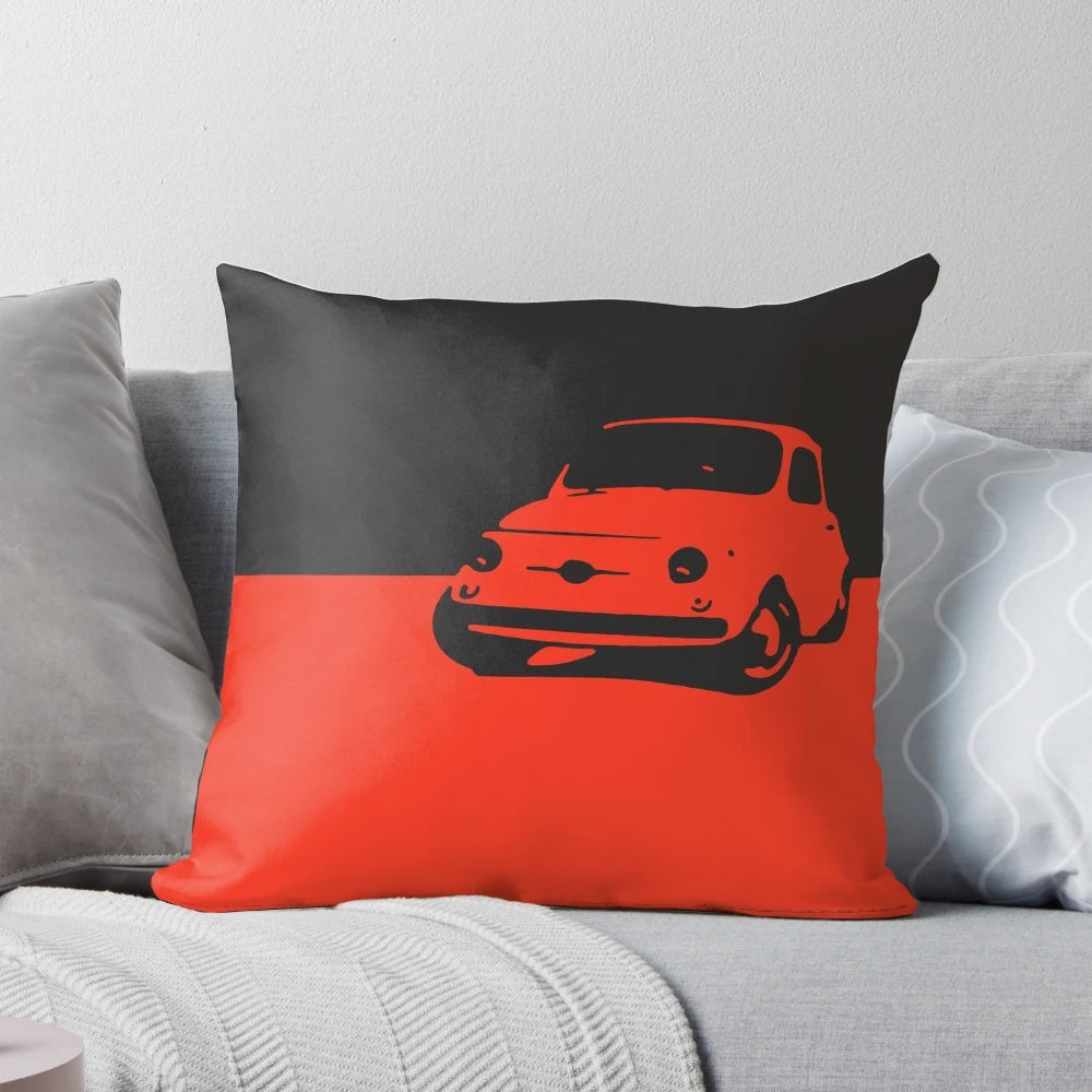 Vibrant red Fiat 500 from 1959 on a black background, an iconic Italian sports car design