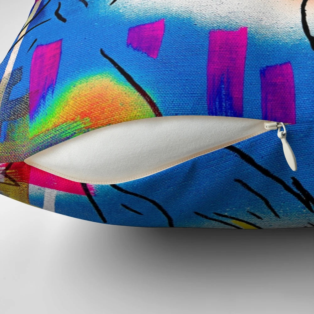 Stylized pillow featuring the iconic look of Pete Burns, the reality TV star and fashion influencer