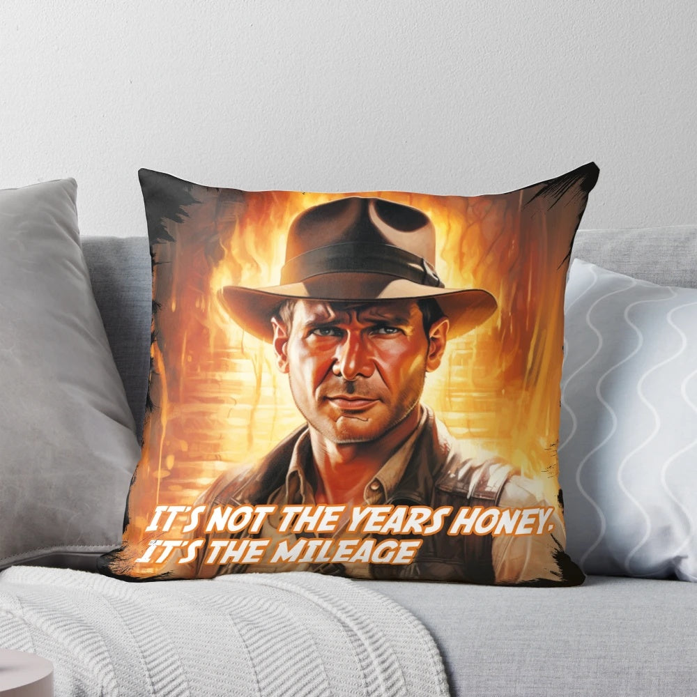 Vintage-style Indiana Jones "Fortune and Glory" throw pillow