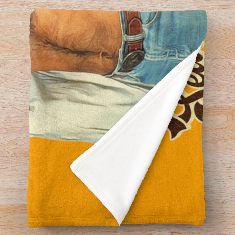 Tom Selleck inspired plush blanket with Magnum P.I. design