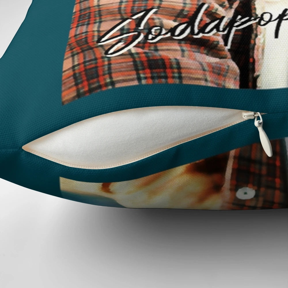 Pillow featuring Ponyboy Curtis and The Outsiders 80s movie logo