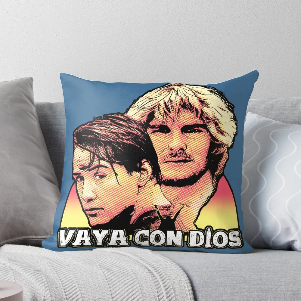 Pillow featuring Keanu Reeves and Patrick Swayze from the classic 90s film "Point Break