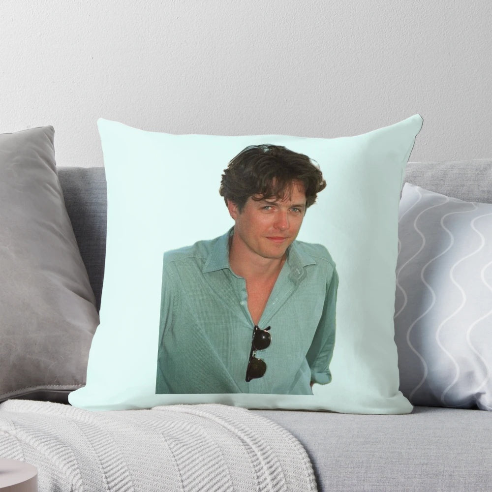 Hugh Grant from the movie Notting Hill printed on a soft, plush pillow