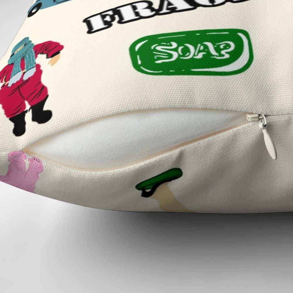 A Christmas Story Pillow featuring iconic quotes and imagery from the classic holiday film