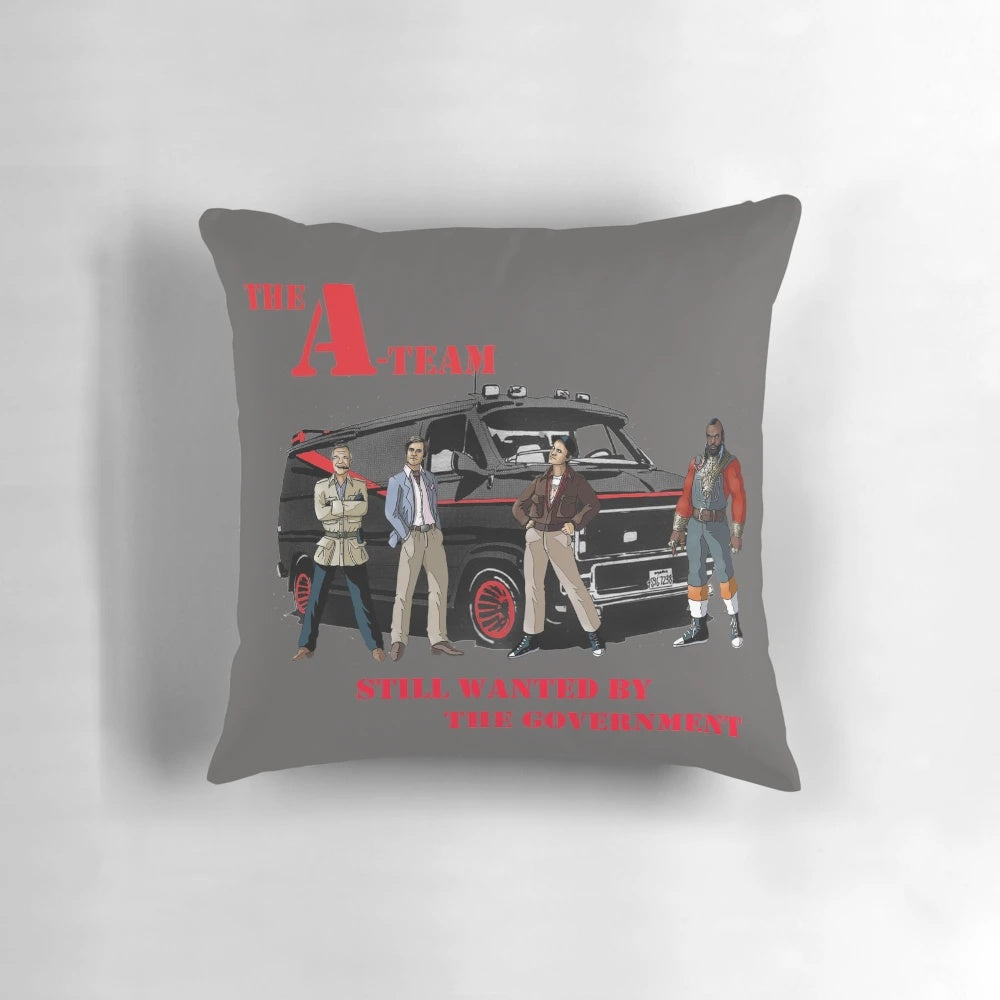 Nostalgic A-Team Pillow with iconic characters like BA, Face, Murdock, and Hannibal