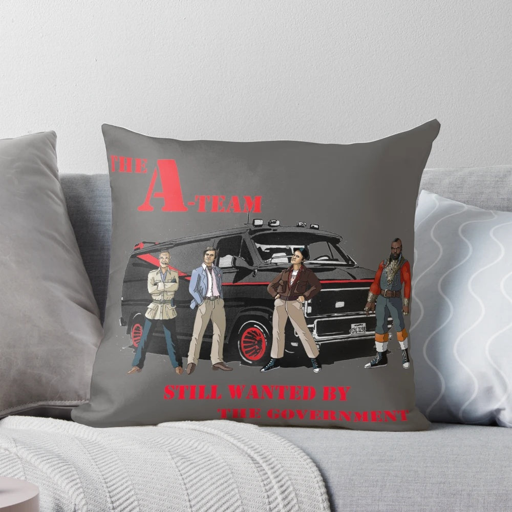 Nostalgic A-Team Pillow with iconic characters like BA, Face, Murdock, and Hannibal