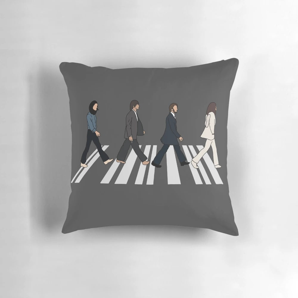 Soft, comfortable pillow featuring the iconic cover art of the Beatles' "Abbey Road" album