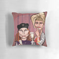 Patsy and Edina 'Absolutely Fabulous' sitcom characters printed on a decorative throw pillow