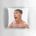 Jean Claude Van Damme inspired decorative pillow with action movie graphics