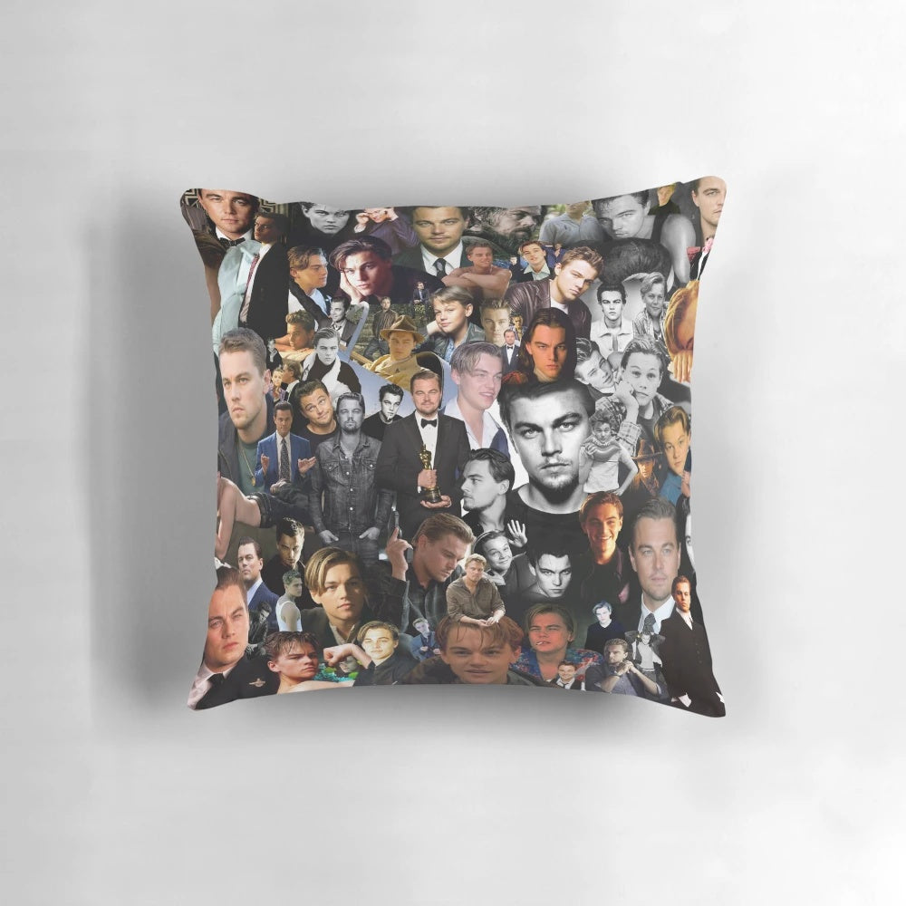 Leonardo DiCaprio inspired collage pillow