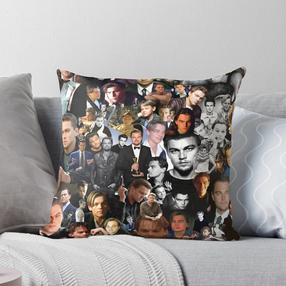 Leonardo DiCaprio inspired collage pillow