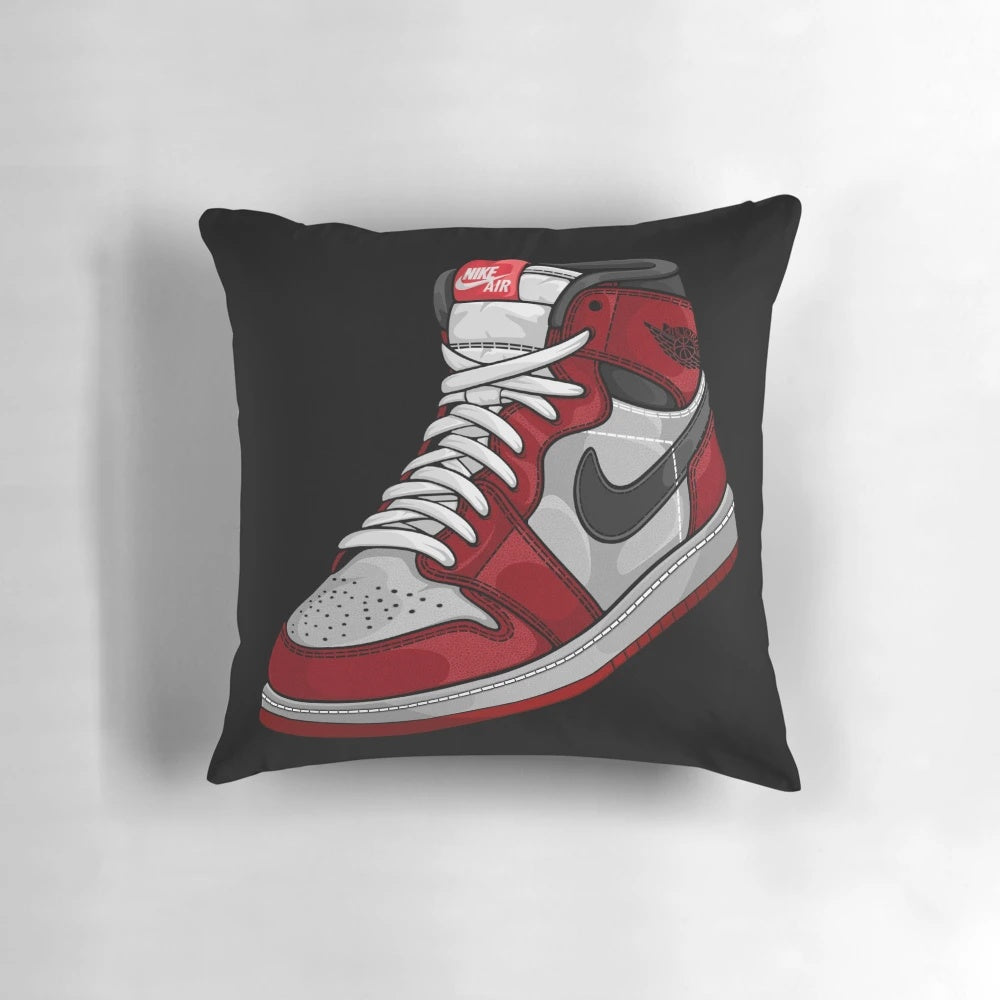 Pillow featuring the iconic Air Jordan 1 High OG Chicago Lost and Found design