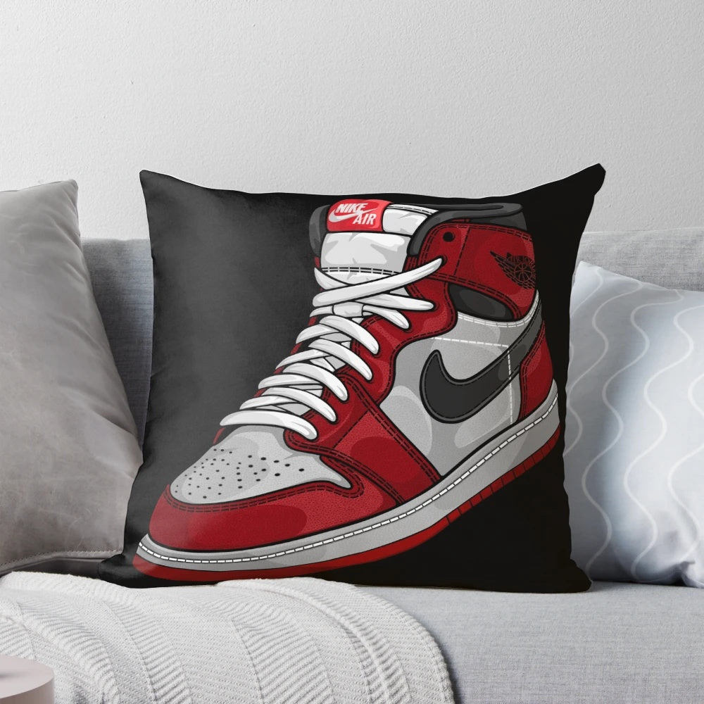 Pillow featuring the iconic Air Jordan 1 High OG Chicago Lost and Found design