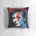 Vibrant vector art of David Bowie's "Aladdin Sane" album cover printed on a high-quality throw pillow