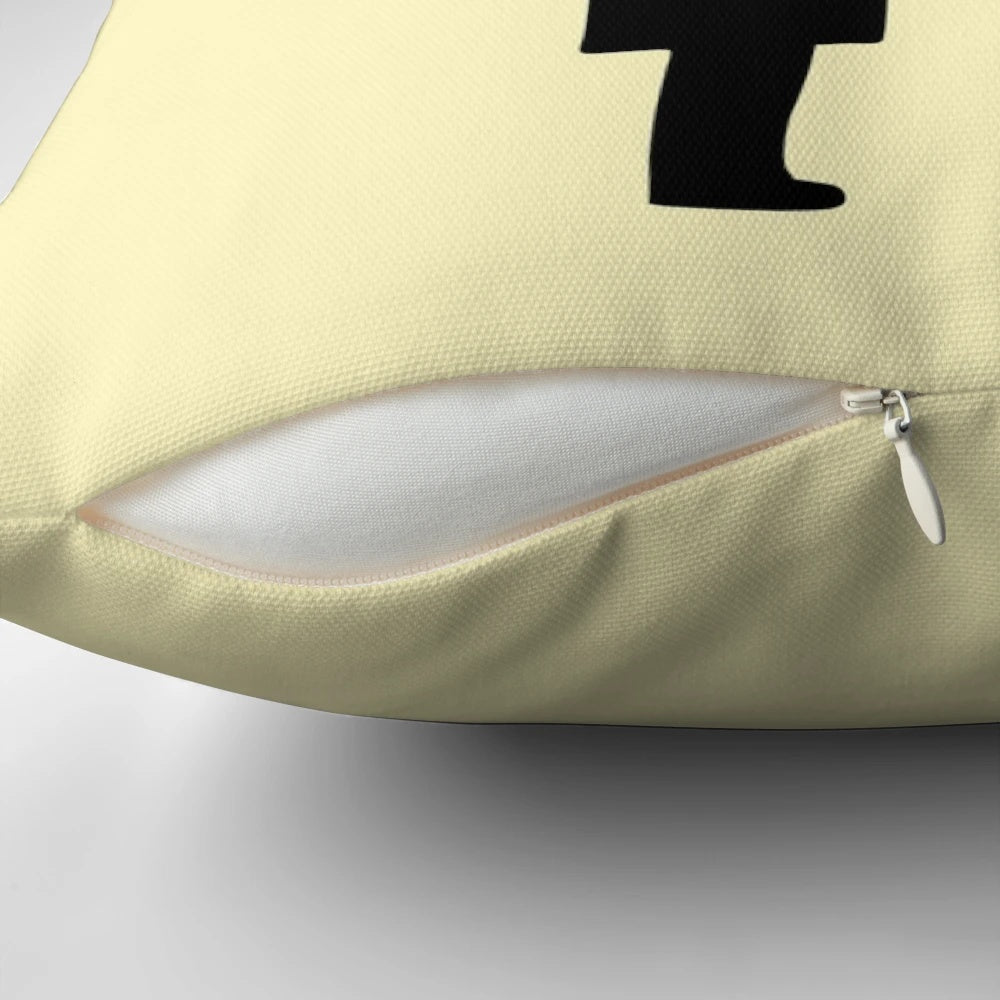 Pillow featuring a silhouette image of birds inspired by Alfred Hitchcock's classic horror film "The Birds