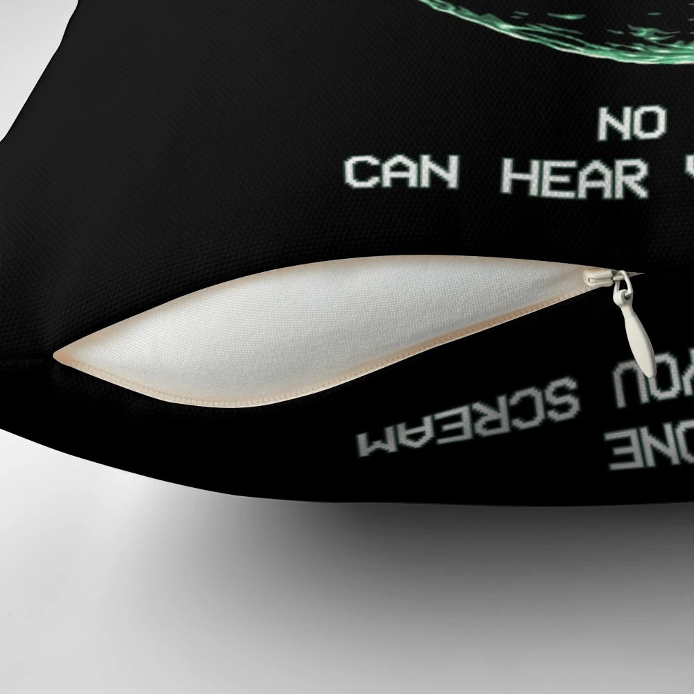 Alien movie-inspired Ripley space scream pillow with retro sci-fi and horror graphics