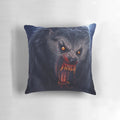 Pillow featuring a werewolf design inspired by the classic horror film "American Werewolf in London
