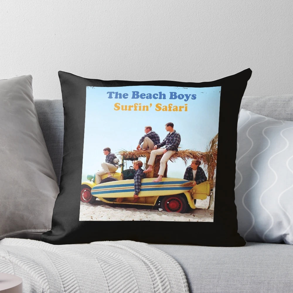 Vintage-style pillow featuring the iconic American surf rock band, The Beach Boys