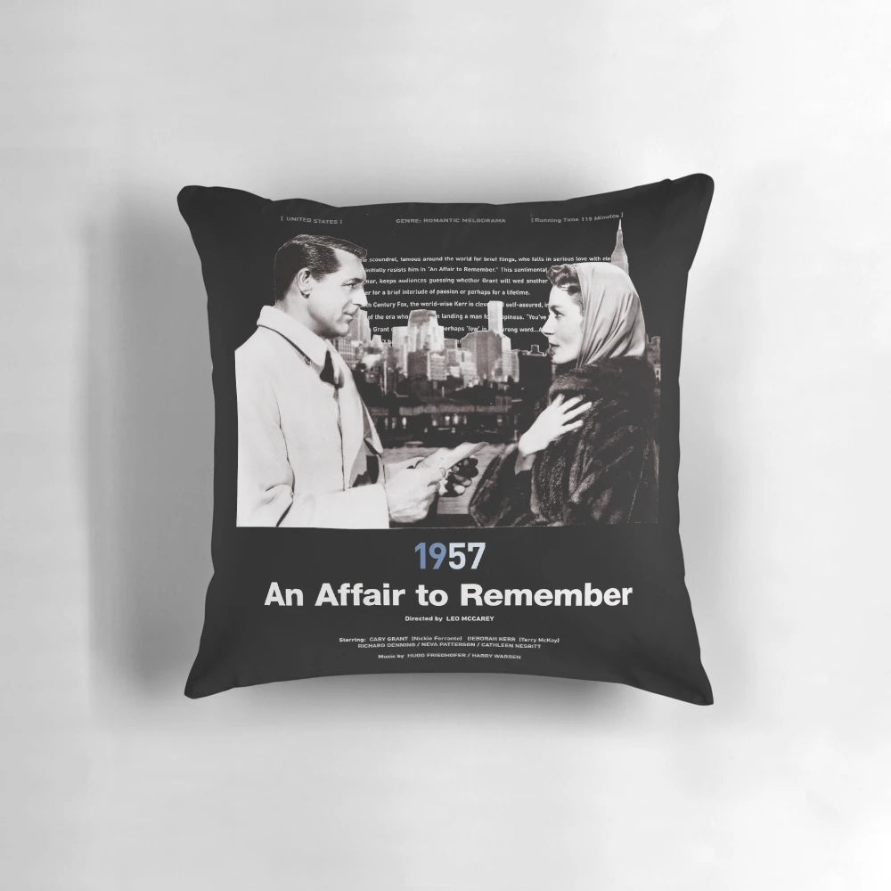 An Affair to Remember" classic romance movie pillow featuring Cary Grant and Deborah Kerr