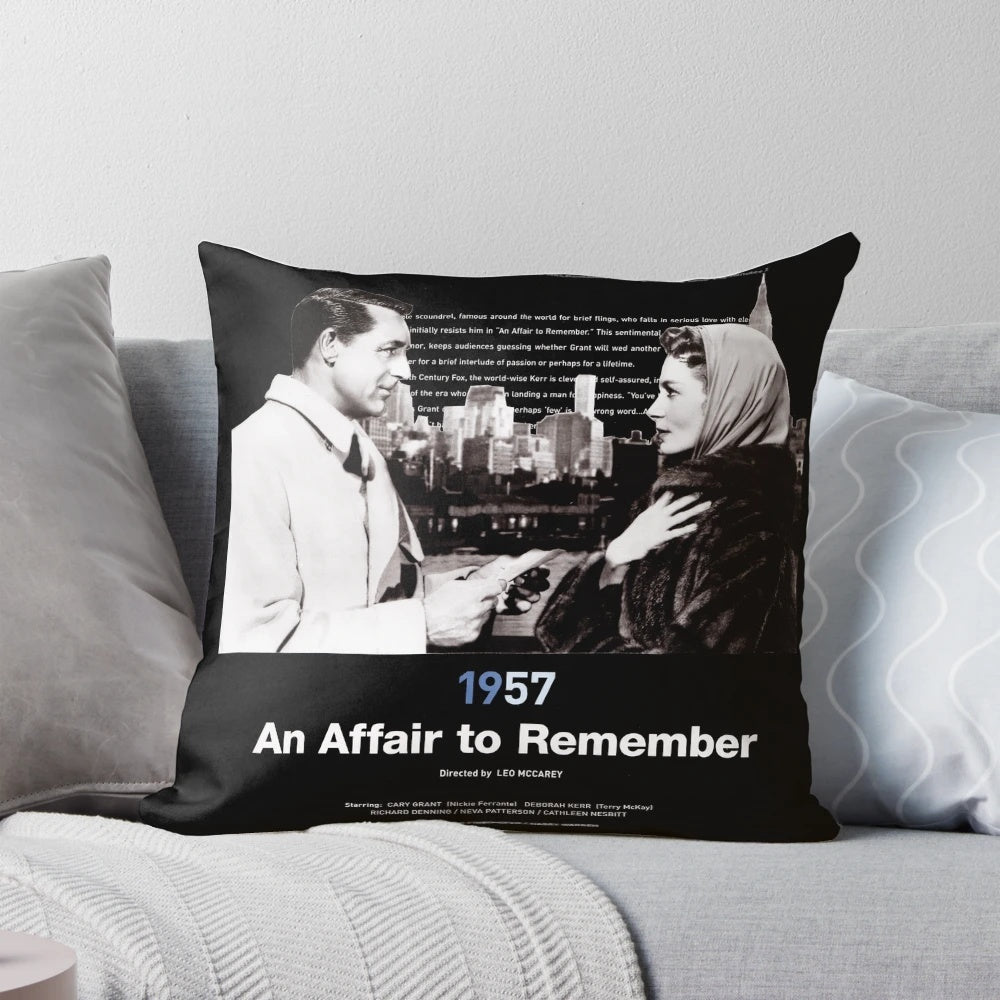 An Affair to Remember" classic romance movie pillow featuring Cary Grant and Deborah Kerr