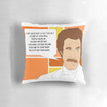 Image of a plush pillow featuring the character Ron Burgundy from the film "Anchorman