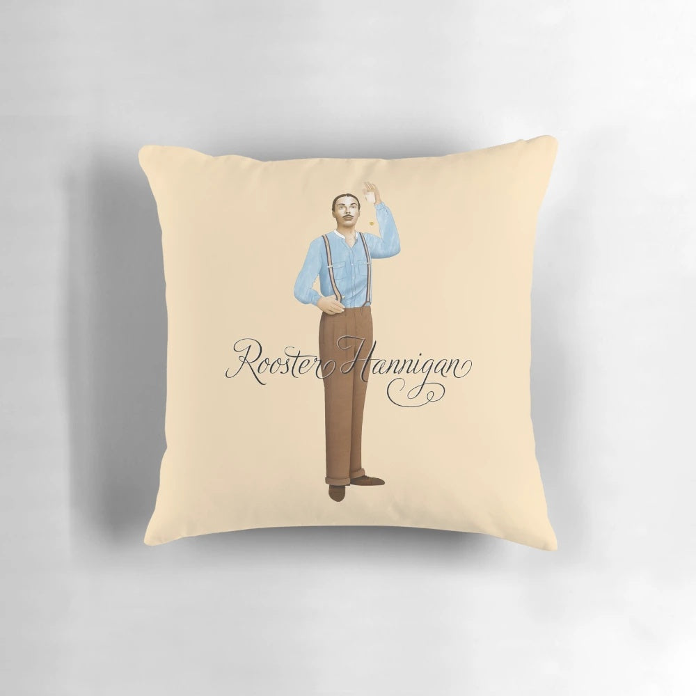 Vibrant Annie Rooster Hannigan Pillow featuring the beloved character from the classic 80s musical