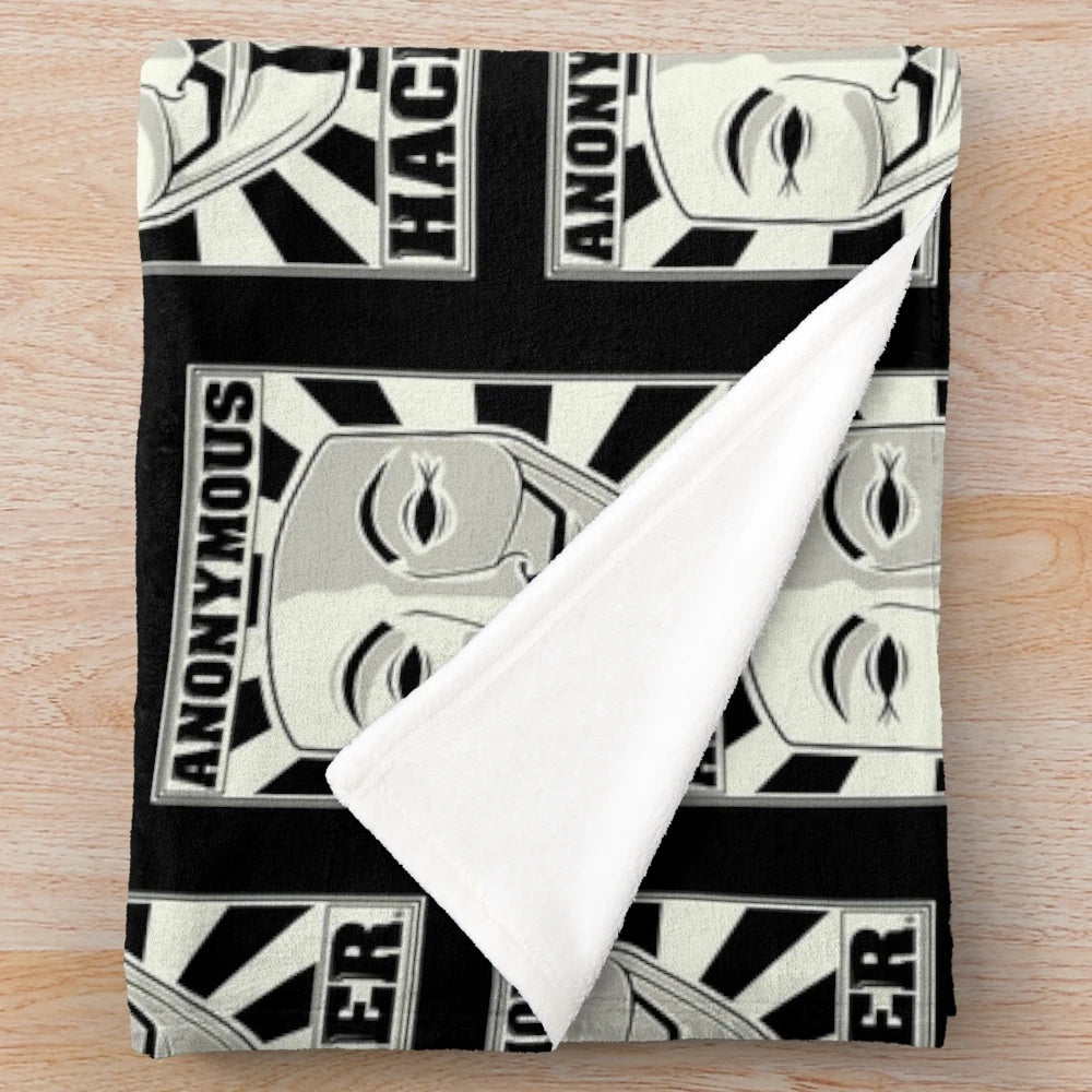 Plush blanket featuring the iconic Anonymous hacker symbol