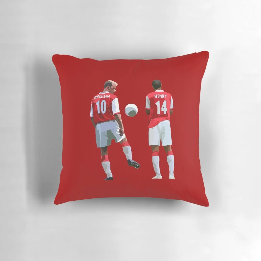 Pillow featuring Arsenal legends Dennis Bergkamp and Thierry Henry