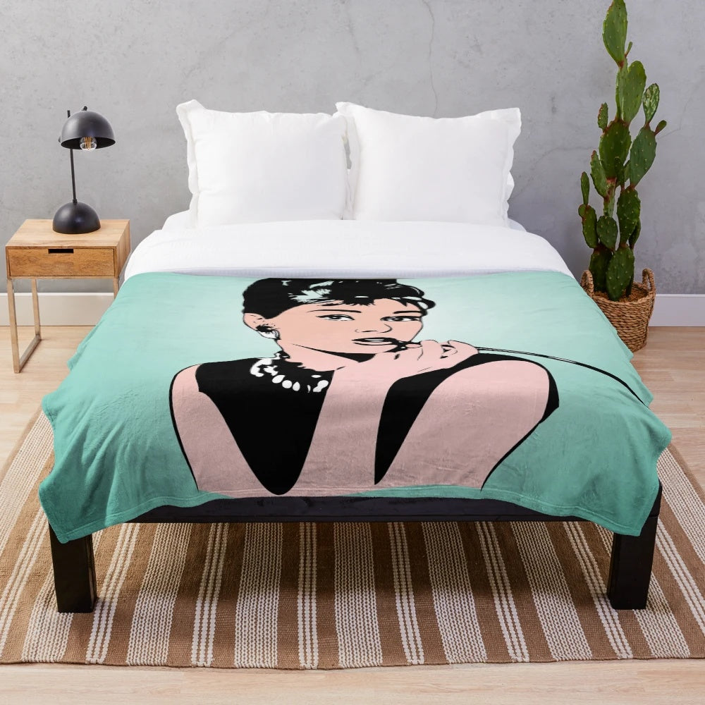 Audrey Hepburn Pop Art Plush Blanket