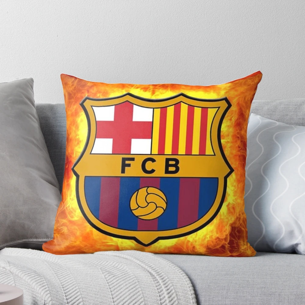 Barcelona football club themed pillow with player names and club crest