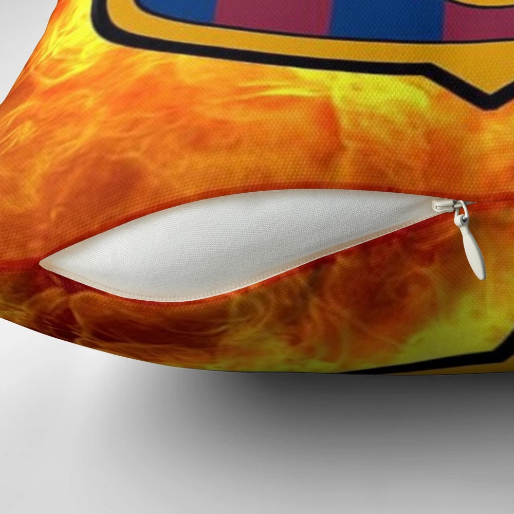 Barcelona football club themed pillow with player names and club crest