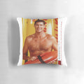A plush, custom-designed pillow featuring the iconic image of David Hasselhoff from the hit TV series Baywatch.