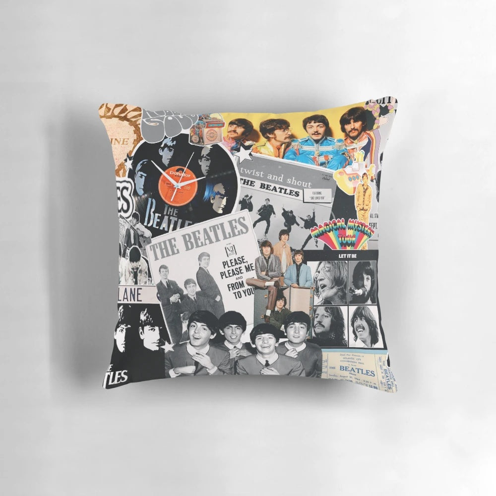 Colorful and vibrant Beatles-inspired decorative pillow