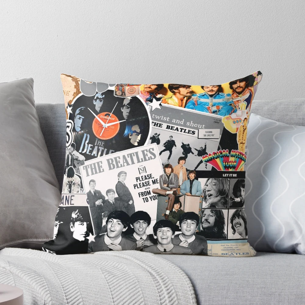 Colorful and vibrant Beatles-inspired decorative pillow