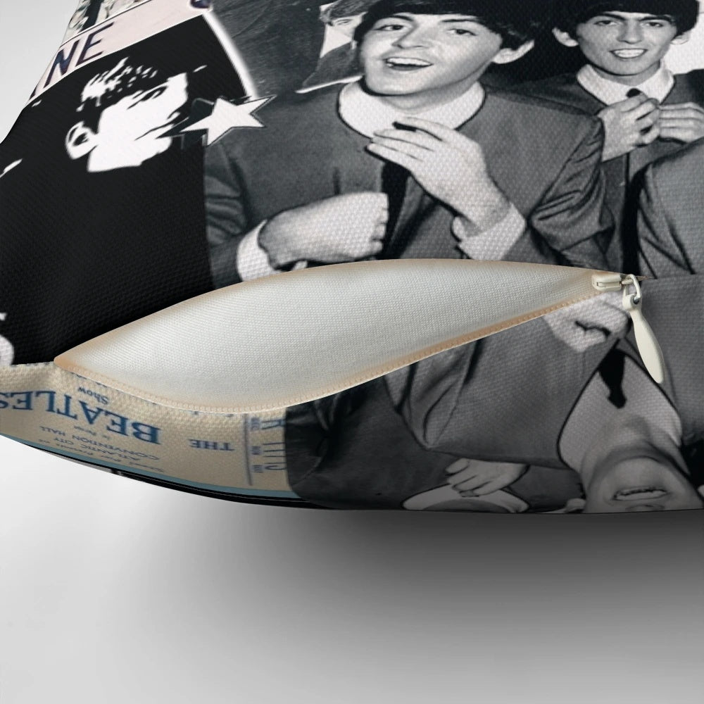 Colorful and vibrant Beatles-inspired decorative pillow