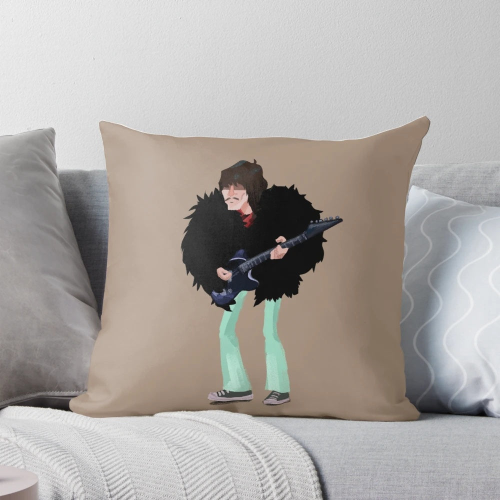 Pillow featuring the iconic rooftop concert of The Beatles, with George Harrison as the focal point.
