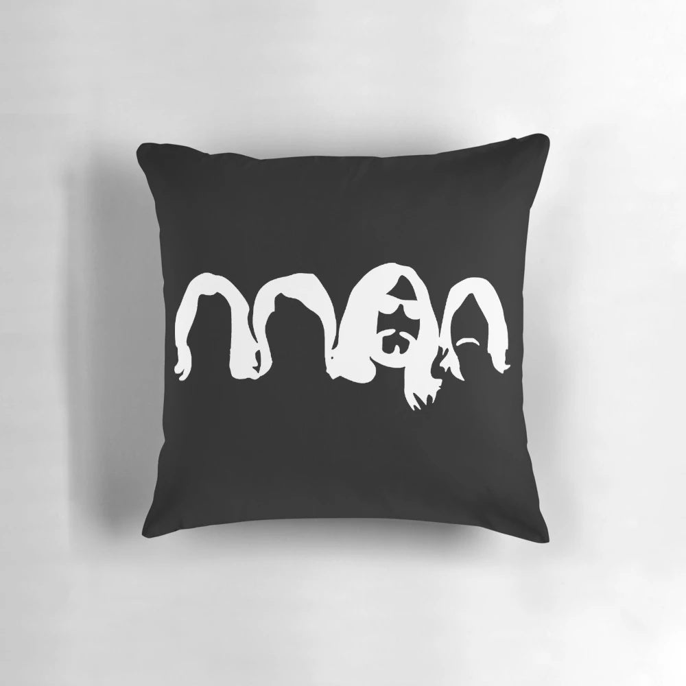 Soft, high-quality pillow featuring the iconic silhouette of the legendary English rock band, The Beatles.