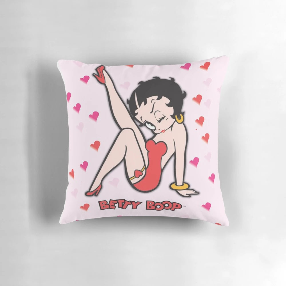 A colorful Betty Boop-themed plush throw pillow featuring the iconic cartoon character.