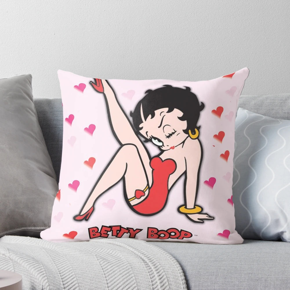 A colorful Betty Boop-themed plush throw pillow featuring the iconic cartoon character.