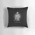 Striking black and white portrait of acclaimed actress Jennifer Garner printed on a plush pillow