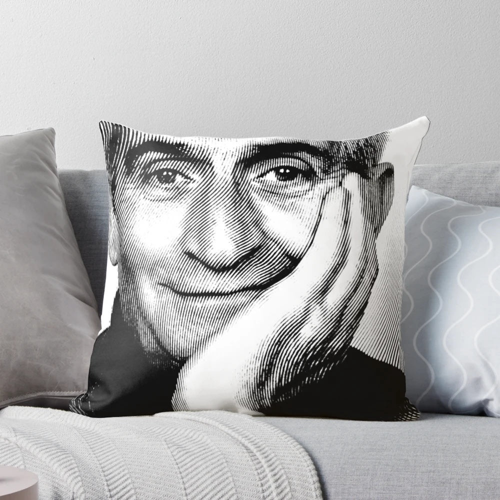 Striking black and white linocut portrait of the legendary French actor Louis de Funès