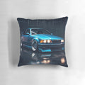 Plush pillow in the shape of a blue German sports car, the E Thirty-Six