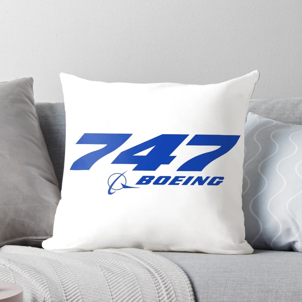 Soft and comfortable Boeing 747 logo pillow featuring the iconic silhouette of the legendary jumbo jet.