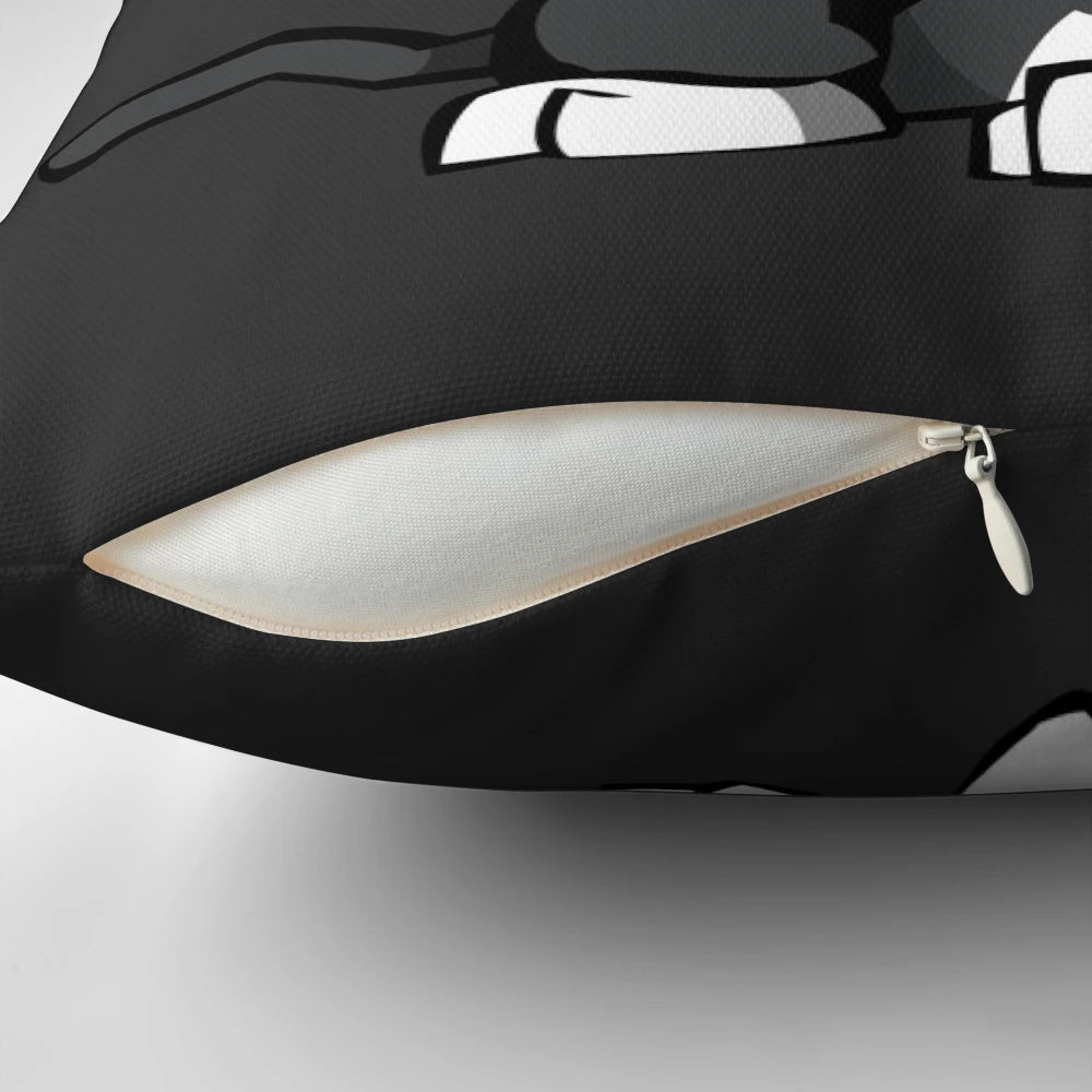 Soft, plush pillow featuring the iconic bonded courier character from the 90s game "Sam & Max Hit the Road
