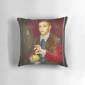 Plush pillow featuring the iconic "Boy with Apple" painting from the Wes Anderson film The Grand Budapest Hotel