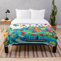 Plush blanket with images of Bristol landmarks like Clifton Suspension Bridge and SS Great Britain