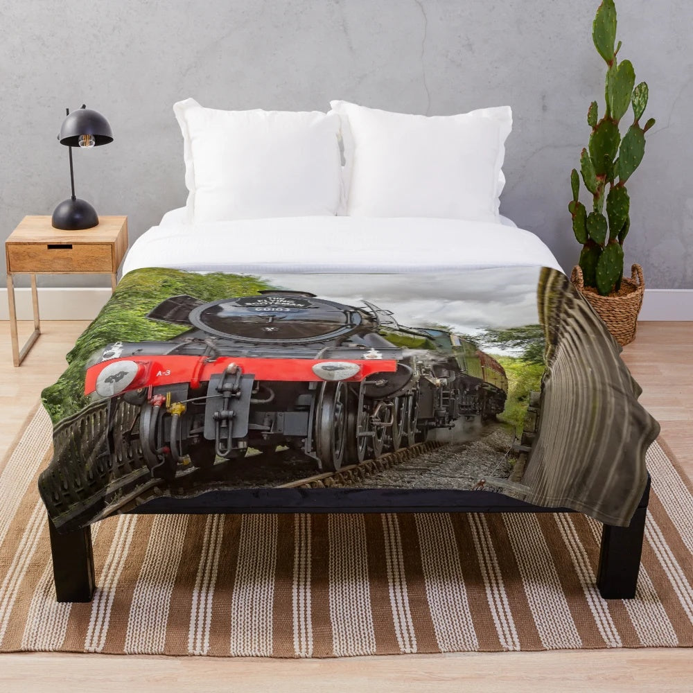 Plush blanket featuring the iconic British steam train, The Flying Scotsman 60103