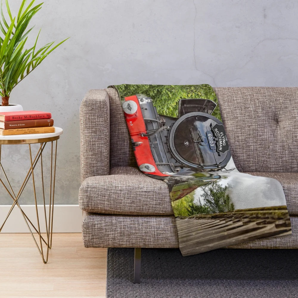 Plush blanket featuring the iconic British steam train, The Flying Scotsman 60103