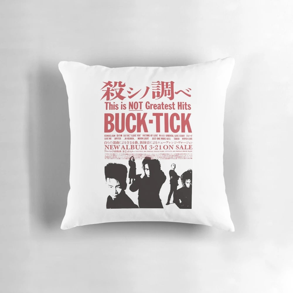 Buck Tick band member Atsushi Sakurai printed on a high-quality pillow for visual kei and J-rock enthusiasts.