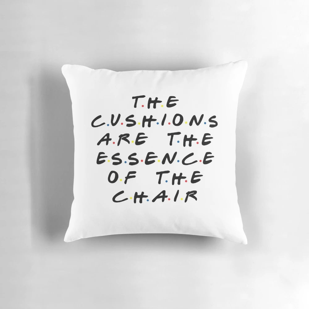 Plush chair pillow featuring a quote from the popular TV series Friends